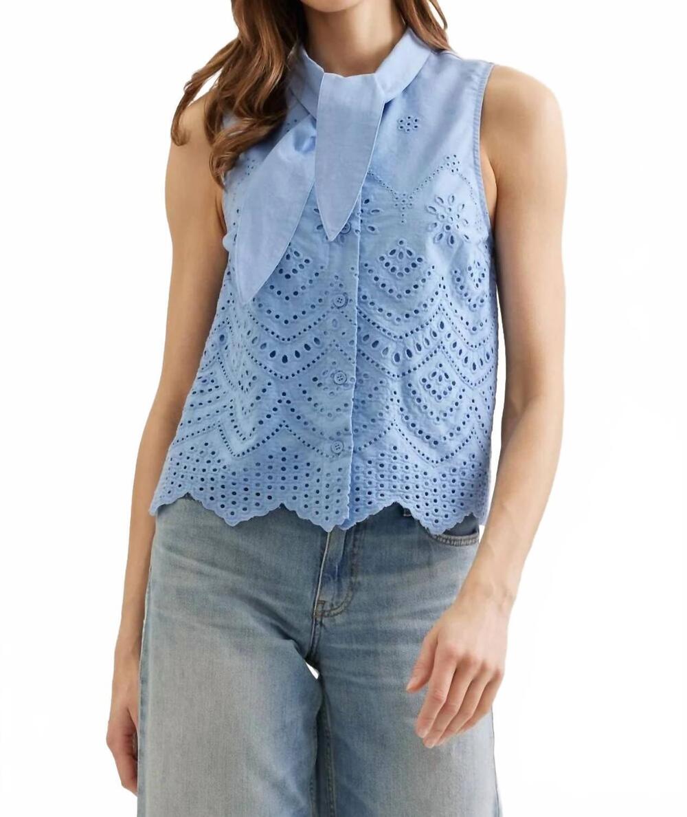 NEW ENTROUSA sleeveless scallop top in blue